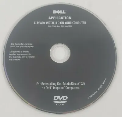 Dell Applications DVD P/N C820H Rev A02 July 2008 MediaDirect 3.5 For Inspiron • $15