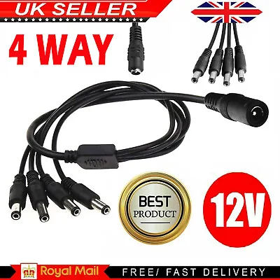 £2.52 • Buy 4 Way Splitter DC Power Supply Extension Cable 12V For CCTV Camera/DVR/PSU Lead