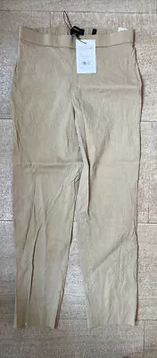 NWT THEORY Pull On Beige Clay 00 Linen Eco Crunch Khaki Ankle Basic Pant Classy • $75