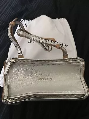 $880 • Buy NWT Givenchy Mini Pandora Silver Beige Leather Zipper Shoulder Crossbody Bag