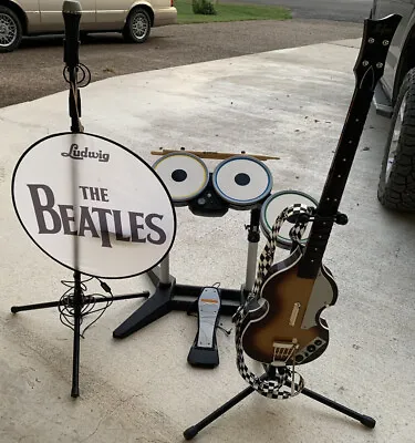 $250 • Buy Xbox 360 Beatles Rockband Limited Edition Bundle: Drums, Guitar, Mic, Untested