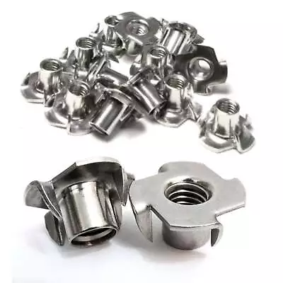 Stainless T-Nuts 1/4 -20 Inch (25 Pack) Threaded Insert Choose Size/Quantity • $24.99