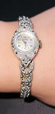 Hilton Vintage Women's Marcasite & Silver Tone Watch • $39