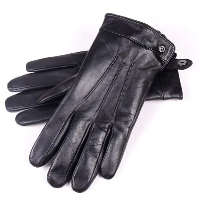 Fashion Men's Real Leather Classical Wrist Button Winter Touch Screen Gloves • $24.80