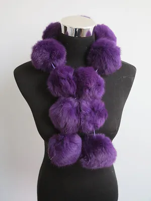 100% Real Rabbit Fur Pom Poms Scarf/ Cape/ Neck Wrap Cluster Balls Decoration VL • $13.99