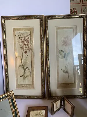Vintage Gilt Framed Botanical Fine Art Prints~12x14~Vintage~Orchid Peony • $144.99
