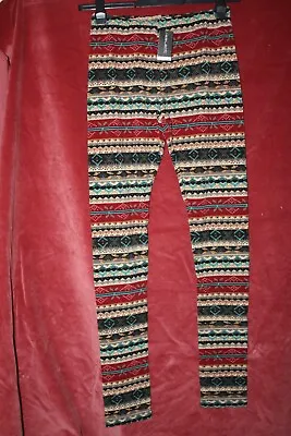 Women's Select Leggings - Knitted Fair Isle - Size 12 - Wine - New With Tags • £10