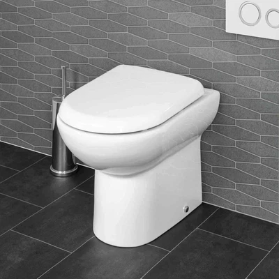 £82.97 • Buy Back To Wall BTW Toilet Pan Soft Close Seat WC Round Modern Top Mount White