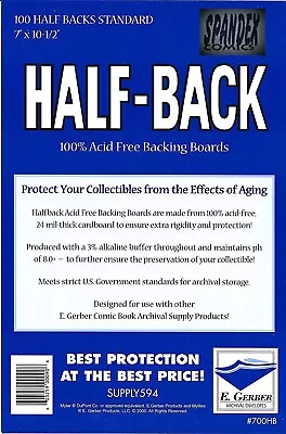 100 E. Gerber Half-BACK Standard 100% Acid Free 24 PT Archival Boards 700HB • $23.98