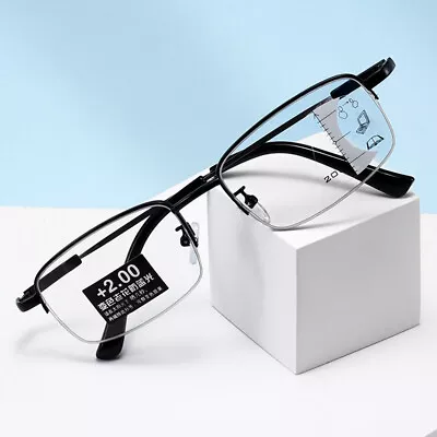 Mens Titanium Progressive Multifocus Reading Glasses Bifocal Presbyopic Readers • $9.99
