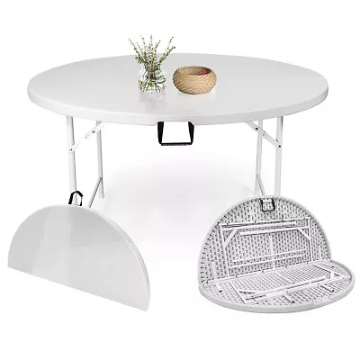 CLARFEY Round Dining Table Folding Desk Camping Banquet Party BBQ Event Outdoor • $149.99