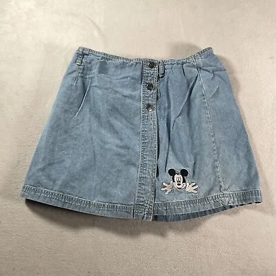 Vintage Mickey Mouse Skirt Juniors 13 Blue Denim Disney Store Embroidered Jean • $15.29