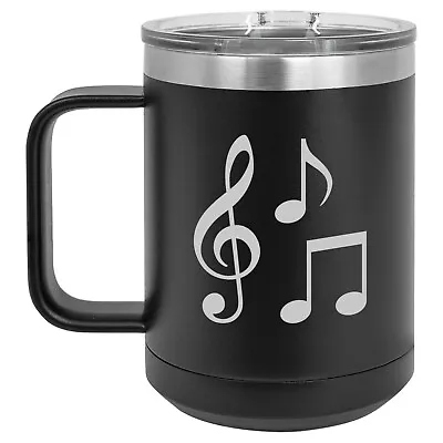 15oz Tumbler Coffee Mug Handle & Lid Travel Cup Vacuum Insulated Music Notes • $24.99