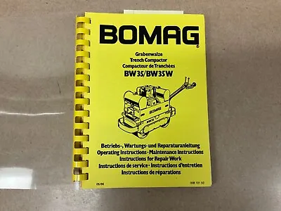 $69.99 • Buy Bomag BW35 & BW35W VIB ROLLER OPERATION MAINTENANCE MANUAL Compactor GUIDE BOOK