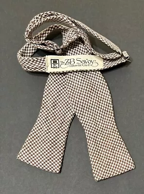 The ZB Savoy Bowtie Co Vintage Brown White Houndstooth Adjustable Self Tie • $28