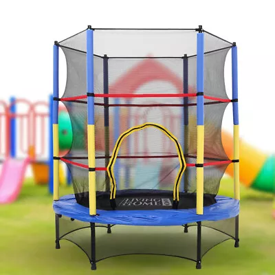 55  4.5FT Junior Trampoline With Enclosure Safety Net Kids Outdoor Activity Toys • £59.95