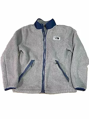 The North Face Campshire Mens Medium Full Zip Sherpa Pile Jacket Grey Blue • $49.99