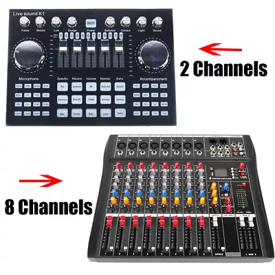 2/8 Channel Bluetooth Live Studio Audio Mixer Mixing Console USB Professional • $78