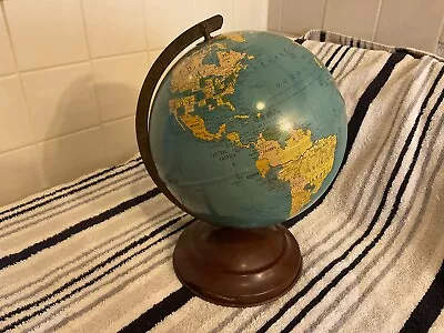 8” REPLOGLE Simplified WORLD GLOBE Made In Chicago Gustav Brueckman Mid Century • $40