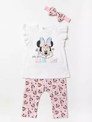 Baby Girls Minnie Mouse T-Shirt Top Set ~Follow The Rainbow~ 3-24M ~ Disney Baby • £13.95
