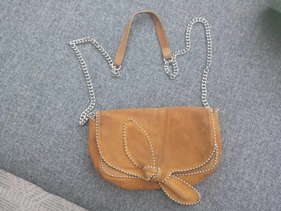 $6 • Buy Zara Woman Beaded Gold Clutch Suede And Silver Chain Vintage Fl Estate Find Nice