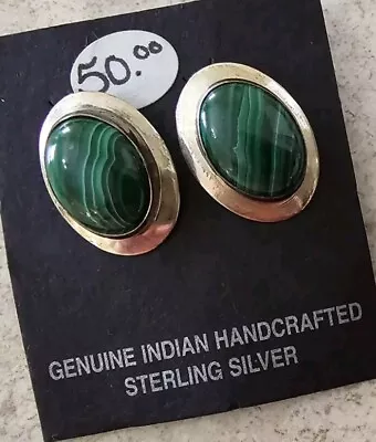 Native American Sterling Silver Malachite Earrings  • $32.95