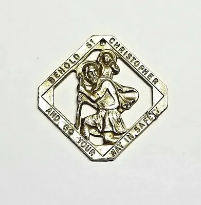 Vintage Patron St Christopher Medallion Pendant Charm Metal Go Safety Gold Tone • $14.79