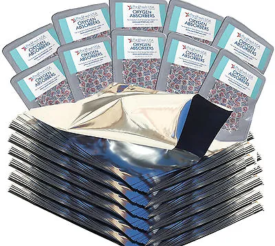 $49.99 • Buy PackFreshUSA 100 Pack One Gallon 3.5 Mil Mylar Bags + 500cc Oxygen Absorbers