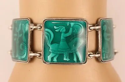 VTG David Andersen Sterling Silver Green Guilloche Enamel Fairy Tale Bracelet  • $575