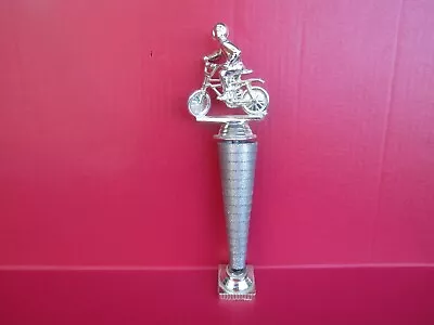 TROPHY TOPPER TOP BMX Bike Biker Plastic Silver Toned Column & Riser Vintage • $14.99