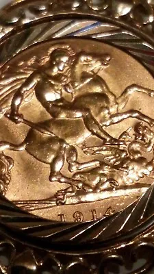 £1499.99 • Buy 22ct Gold Half Sovereign 1914 King George V & 9ct Gold 5 Bar Gate Bracelet*****