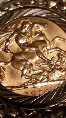 £1499.99 • Buy 22ct Gold Half Sovereign 1914 King George V & 9ct Gold 5 Bar Gate Bracelet*****
