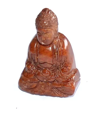 Nephrite Jade Carved Sculpture Seated Shakyamuni  Buddha Praying ( Brown Jade) • £25