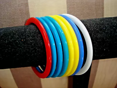 Vintage Plastic Spacer Bracelets LOT Of 8 - Red Yellow Teal Blue White • $5.50