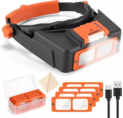 Headband Magnifier With Light Rechargeable Magnifying Glasses For Close Work 1 • $42.99