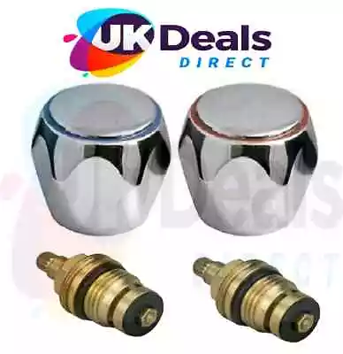 Replacement Hot & Cold Tap' Top  Head Covers Metal Chrome Plated Solid 1/2  • £14.25