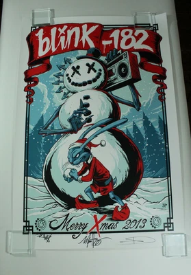 $3000 • Buy Blink-182 Signed Autograph Le Concert Tour Poster - Merry Christmas Xmas 2013
