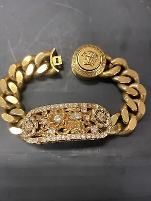 Authentic Gianni Versace Bracelet Crystals Medusa Massive Gold Chain • $300