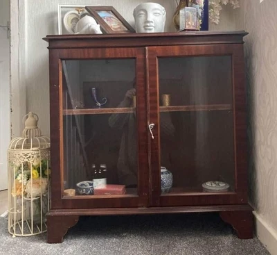 £45 • Buy Small Wood Glass Mahogany Display Cabinet Drinks Book Case Project 
