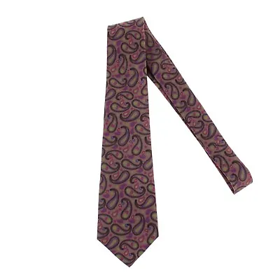 Kiton NWOT 100% Silk Seven Fold Neck Tie Light Brown/Black/Blue/Magenta Paisleys • $187.49