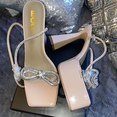 £15 • Buy Ladies NIB Ego Platform Nude Diamante Bow Shoes Size 7 Stunning !!! Ankle Strap