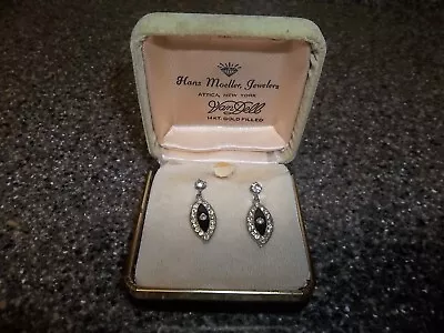 Van Dell Onyx Earrings New Old Stock In Box • $19.99