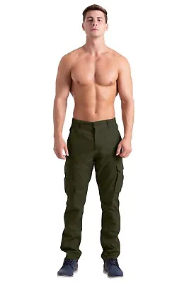 Mens Cargo Combat Flex Work Trouser Relax-Fit Multi Pocket Stretch Workwear Pant • $23.48