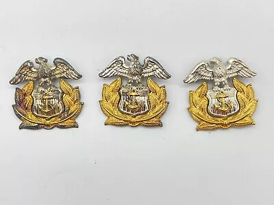 Lot Of 3 Vintage WWII US Merchant Marine Hat Badge Eagle Cap Pin Sterling + GF • $75