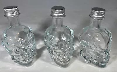 3 Crystal Head Vodka Mini 50ml EMPTY Bottles W Screw Cap Skull Clear Glass Decor • $24