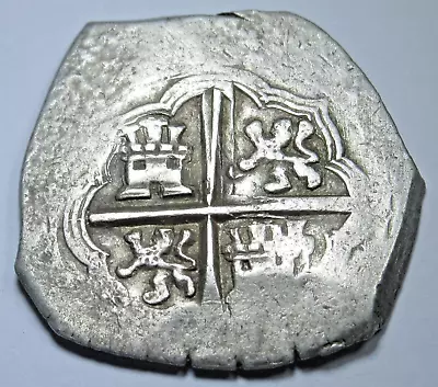 1500s Philip II Spanish Silver 2 Reales Genuine Antique Colonial Pirate Cob Coin • $374.95