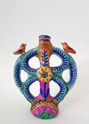 VTG Mexico Folk Art Tree Of Life Birds Candlestick 6  • $89