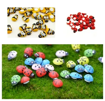 25 X Stick On Mini Ladybirds Or Bumble Bees 9mm X 13mm Wooden Painted • £2.89