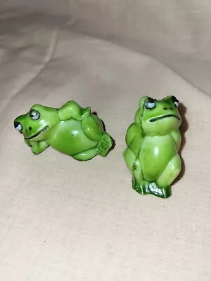 Two Green Frogs Vintage Hong Kong Plastic Terrarium Planter Cute! • $8.59