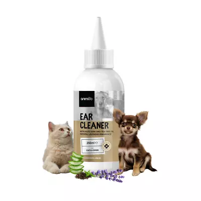 Ear Cleaner For Dogs & Cats - 250ml - Lavender Aloe Vera Tea Tree & Castor Oil • £13.49